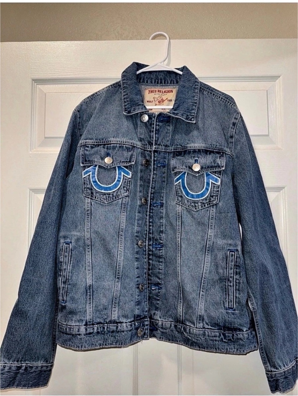 True Religion World Tour Denim Jacket Denim Jacket Blue Large NWT